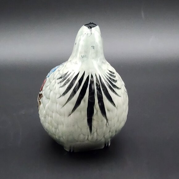 Signed Mexican Ceramic Glazed Bird Figure Floral Sitting Facing Back VTG 5" - Picture 6 of 9